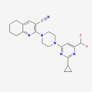 molecular formula C22H24F2N6 B12242220 2-{4-[2-Cyclopropyl-6-(difluoromethyl)pyrimidin-4-yl]piperazin-1-yl}-5,6,7,8-tetrahydroquinoline-3-carbonitrile 