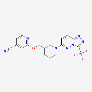 molecular formula C18H16F3N7O B12242240 2-({1-[3-(Trifluoromethyl)-[1,2,4]triazolo[4,3-b]pyridazin-6-yl]piperidin-3-yl}methoxy)pyridine-4-carbonitrile 