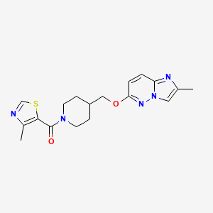 molecular formula C18H21N5O2S B12242254 1-(4-Methyl-1,3-thiazole-5-carbonyl)-4-[({2-methylimidazo[1,2-b]pyridazin-6-yl}oxy)methyl]piperidine 