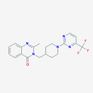 molecular formula C20H20F3N5O B12242262 2-Methyl-3-({1-[4-(trifluoromethyl)pyrimidin-2-yl]piperidin-4-yl}methyl)-3,4-dihydroquinazolin-4-one 