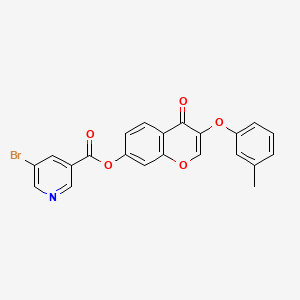 molecular formula C22H14BrNO5 B1224228 5-Bromo-3-pyridinecarboxylic acid [3-(3-methylphenoxy)-4-oxo-1-benzopyran-7-yl] ester 