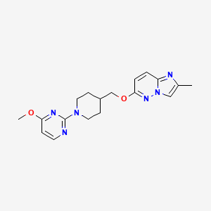 molecular formula C18H22N6O2 B12242292 4-Methoxy-2-{4-[({2-methylimidazo[1,2-b]pyridazin-6-yl}oxy)methyl]piperidin-1-yl}pyrimidine 