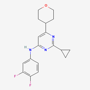 2-cyclopropyl-N-(3,4-difluorophenyl)-6-(oxan-4-yl)pyrimidin-4-amine