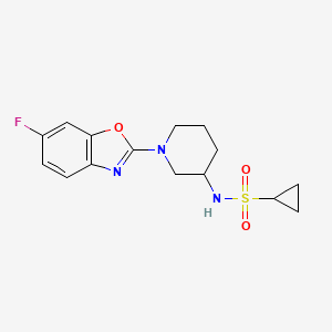 molecular formula C15H18FN3O3S B12242368 N-[1-(6-fluoro-1,3-benzoxazol-2-yl)piperidin-3-yl]cyclopropanesulfonamide 