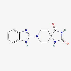 molecular formula C14H15N5O2 B12242369 8-(1H-1,3-benzodiazol-2-yl)-1,3,8-triazaspiro[4.5]decane-2,4-dione 