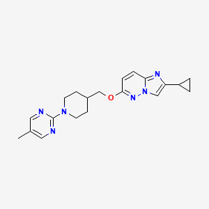 molecular formula C20H24N6O B12242370 2-{4-[({2-Cyclopropylimidazo[1,2-b]pyridazin-6-yl}oxy)methyl]piperidin-1-yl}-5-methylpyrimidine 