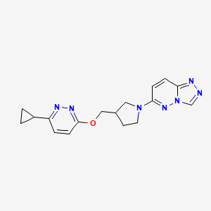 molecular formula C17H19N7O B12242375 3-Cyclopropyl-6-[(1-{[1,2,4]triazolo[4,3-b]pyridazin-6-yl}pyrrolidin-3-yl)methoxy]pyridazine 