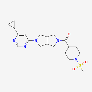 molecular formula C20H29N5O3S B12242384 4-Cyclopropyl-6-[5-(1-methanesulfonylpiperidine-4-carbonyl)-octahydropyrrolo[3,4-c]pyrrol-2-yl]pyrimidine 