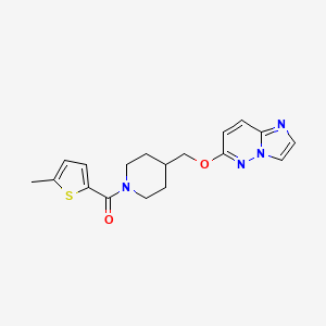 4-({Imidazo[1,2-b]pyridazin-6-yloxy}methyl)-1-(5-methylthiophene-2-carbonyl)piperidine