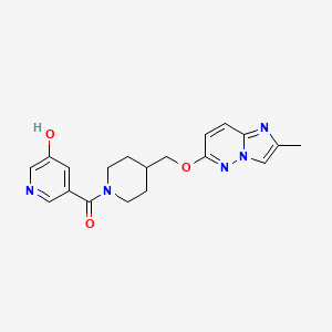 molecular formula C19H21N5O3 B12242466 5-{4-[({2-Methylimidazo[1,2-b]pyridazin-6-yl}oxy)methyl]piperidine-1-carbonyl}pyridin-3-ol 