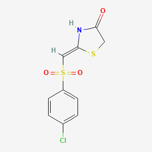 molecular formula C10H8ClNO3S2 B1224252 (2Z)-2-[(4-氯苯基)磺酰甲亚基]-1,3-噻唑烷-4-酮 