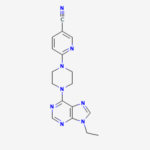 molecular formula C17H18N8 B12242600 6-[4-(9-ethyl-9H-purin-6-yl)piperazin-1-yl]pyridine-3-carbonitrile 