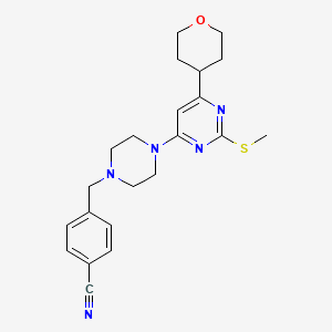 4-({4-[2-(Methylsulfanyl)-6-(oxan-4-yl)pyrimidin-4-yl]piperazin-1-yl}methyl)benzonitrile