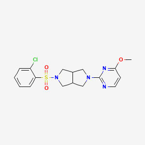 molecular formula C17H19ClN4O3S B12242693 2-[5-(2-Chlorobenzenesulfonyl)-octahydropyrrolo[3,4-c]pyrrol-2-yl]-4-methoxypyrimidine 