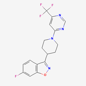 6-Fluoro-3-{1-[6-(trifluoromethyl)pyrimidin-4-yl]piperidin-4-yl}-1,2-benzoxazole