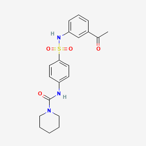 molecular formula C20H23N3O4S B1224272 N-[4-[(3-acetylphenyl)sulfamoyl]phenyl]-1-piperidinecarboxamide 