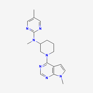 molecular formula C18H23N7 B12242721 N,5-dimethyl-N-(1-{7-methyl-7H-pyrrolo[2,3-d]pyrimidin-4-yl}piperidin-3-yl)pyrimidin-2-amine 