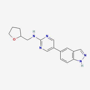 molecular formula C16H17N5O B12242733 5-(1H-indazol-5-yl)-N-[(oxolan-2-yl)methyl]pyrimidin-2-amine 