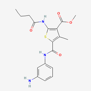 5-[(3-Aminoanilino)-oxomethyl]-4-methyl-2-(1-oxobutylamino)-3-thiophenecarboxylic acid methyl ester