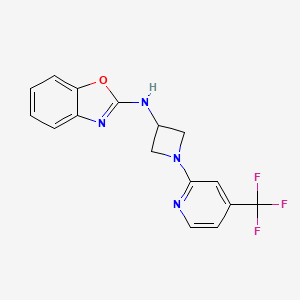 molecular formula C16H13F3N4O B12242788 N-{1-[4-(trifluoromethyl)pyridin-2-yl]azetidin-3-yl}-1,3-benzoxazol-2-amine 