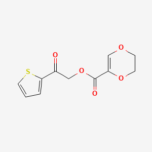 molecular formula C11H10O5S B1224281 2,3-Dihydro-1,4-dioxin-5-carboxylic acid (2-oxo-2-thiophen-2-ylethyl) ester 