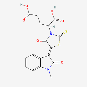 2-[(5Z)-5-(1-methyl-2-oxoindol-3-ylidene)-4-oxo-2-sulfanylidene-1,3-thiazolidin-3-yl]pentanedioic acid