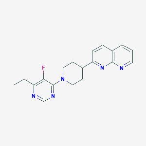 molecular formula C19H20FN5 B12242887 2-[1-(6-Ethyl-5-fluoropyrimidin-4-yl)piperidin-4-yl]-1,8-naphthyridine 