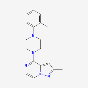 molecular formula C18H21N5 B12242890 1-(2-Methylphenyl)-4-{2-methylpyrazolo[1,5-a]pyrazin-4-yl}piperazine 