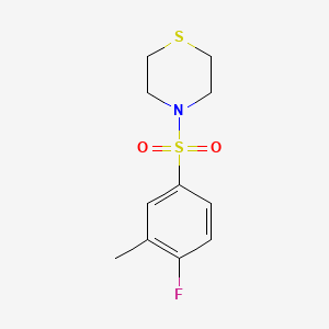 molecular formula C11H14FNO2S2 B12242930 4-(4-Fluoro-3-methylbenzenesulfonyl)thiomorpholine 