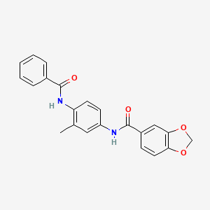 N-(4-benzamido-3-methylphenyl)-1,3-benzodioxole-5-carboxamide