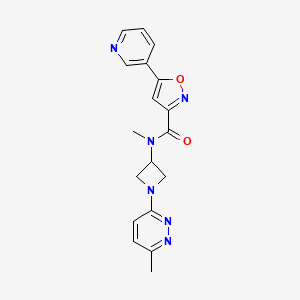 molecular formula C18H18N6O2 B12242941 N-methyl-N-[1-(6-methylpyridazin-3-yl)azetidin-3-yl]-5-(pyridin-3-yl)-1,2-oxazole-3-carboxamide 