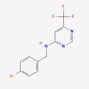 molecular formula C12H9BrF3N3 B12242954 N-[(4-bromophenyl)methyl]-6-(trifluoromethyl)pyrimidin-4-amine 