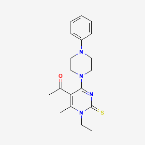 1-[1-Ethyl-6-methyl-4-(4-phenyl-1-piperazinyl)-2-sulfanylidene-5-pyrimidinyl]ethanone