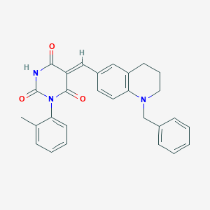 (5Z)-5-[(1-benzyl-3,4-dihydro-2H-quinolin-6-yl)methylidene]-1-(2-methylphenyl)-1,3-diazinane-2,4,6-trione