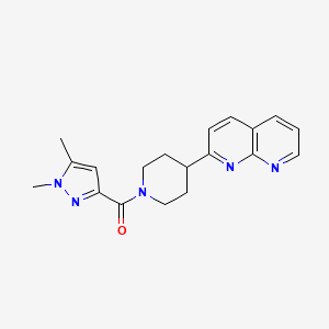 molecular formula C19H21N5O B12243012 2-[1-(1,5-dimethyl-1H-pyrazole-3-carbonyl)piperidin-4-yl]-1,8-naphthyridine 