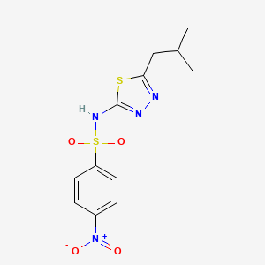 molecular formula C12H14N4O4S2 B1224302 N-[5-(2-methylpropyl)-1,3,4-thiadiazol-2-yl]-4-nitrobenzenesulfonamide 