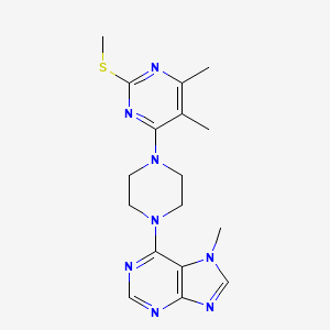 molecular formula C17H22N8S B12243036 6-{4-[5,6-dimethyl-2-(methylsulfanyl)pyrimidin-4-yl]piperazin-1-yl}-7-methyl-7H-purine 