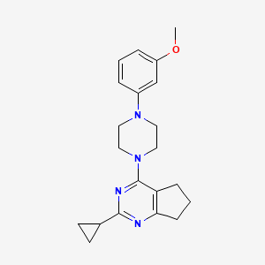 molecular formula C21H26N4O B12243068 1-{2-cyclopropyl-5H,6H,7H-cyclopenta[d]pyrimidin-4-yl}-4-(3-methoxyphenyl)piperazine 