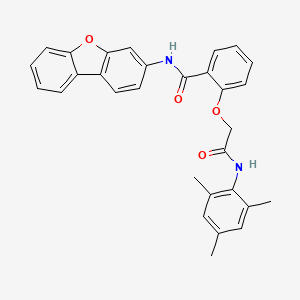 molecular formula C30H26N2O4 B1224307 N-(3-dibenzofuranyl)-2-[2-oxo-2-(2,4,6-trimethylanilino)ethoxy]benzamide 