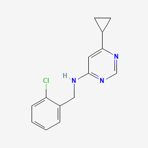 molecular formula C14H14ClN3 B12243074 N-[(2-chlorophenyl)methyl]-6-cyclopropylpyrimidin-4-amine 