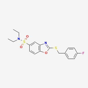 molecular formula C18H19FN2O3S2 B1224308 N,N-diethyl-2-[(4-fluorophenyl)methylthio]-1,3-benzoxazole-5-sulfonamide 