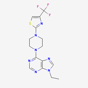 molecular formula C15H16F3N7S B12243101 9-ethyl-6-{4-[4-(trifluoromethyl)-1,3-thiazol-2-yl]piperazin-1-yl}-9H-purine 