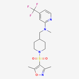 molecular formula C18H23F3N4O3S B12243136 N-({1-[(3,5-dimethyl-1,2-oxazol-4-yl)sulfonyl]piperidin-4-yl}methyl)-N-methyl-4-(trifluoromethyl)pyridin-2-amine 