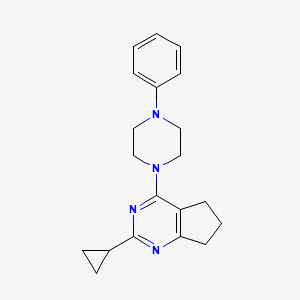 molecular formula C20H24N4 B12243147 1-{2-cyclopropyl-5H,6H,7H-cyclopenta[d]pyrimidin-4-yl}-4-phenylpiperazine 