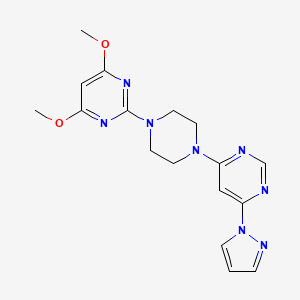 4,6-dimethoxy-2-{4-[6-(1H-pyrazol-1-yl)pyrimidin-4-yl]piperazin-1-yl}pyrimidine