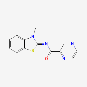 molecular formula C13H10N4OS B1224319 N-(3-methyl-1,3-benzothiazol-2-ylidene)-2-pyrazinecarboxamide 