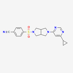 molecular formula C20H21N5O2S B12243191 4-{[5-(6-Cyclopropylpyrimidin-4-yl)-octahydropyrrolo[3,4-c]pyrrol-2-yl]sulfonyl}benzonitrile 