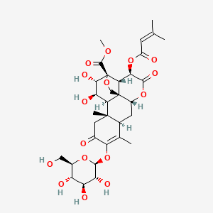 molecular formula C32H42O16 B1224321 methyl (1R,2S,3R,6R,8R,13S,14R,15R,16S,17S)-15,16-dihydroxy-9,13-dimethyl-3-(3-methylbut-2-enoyloxy)-4,11-dioxo-10-[(2S,3R,4S,5S,6R)-3,4,5-trihydroxy-6-(hydroxymethyl)oxan-2-yl]oxy-5,18-dioxapentacyclo[12.5.0.01,6.02,17.08,13]nonadec-9-ene-17-carboxylate 