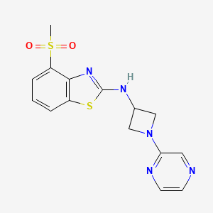 molecular formula C15H15N5O2S2 B12243219 4-methanesulfonyl-N-[1-(pyrazin-2-yl)azetidin-3-yl]-1,3-benzothiazol-2-amine 