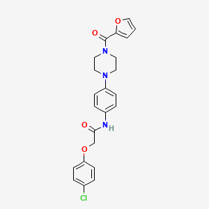 molecular formula C23H22ClN3O4 B1224322 2-(4-chlorophenoxy)-N-[4-[4-[2-furanyl(oxo)methyl]-1-piperazinyl]phenyl]acetamide 